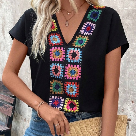Batwing Sleeve Print Long Sleeve Blouse